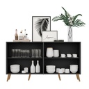 BUFFET 4 PUERTAS NEGRO / PIES RETRO NATURAL