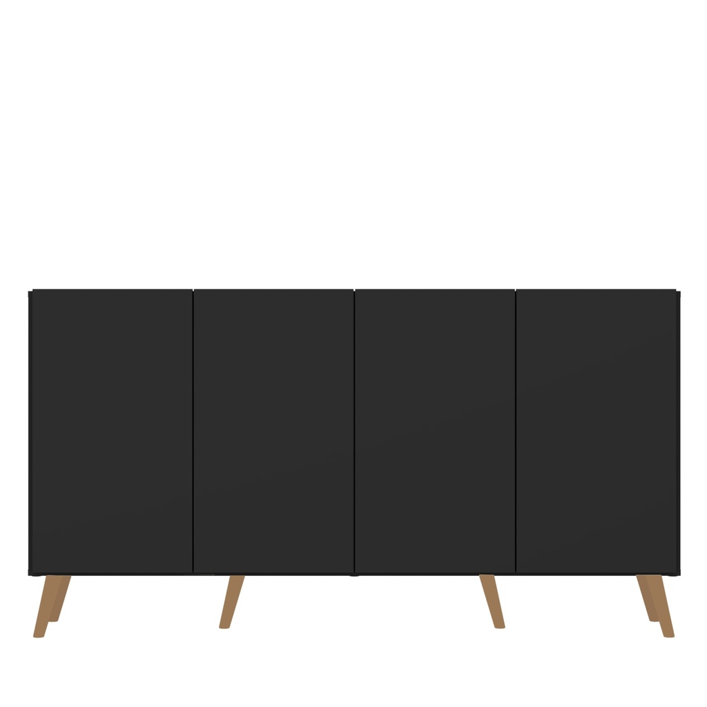 BUFFET 4 PUERTAS NEGRO / PIES RETRO NATURAL