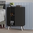 ZAPATERO O MUEBLE SALA   2 PUERTAS NEGRO / PIES RETRO BLANCO