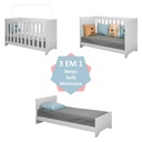 KIT CUNA 3X1 BLANCO + COLCHON 60 CM