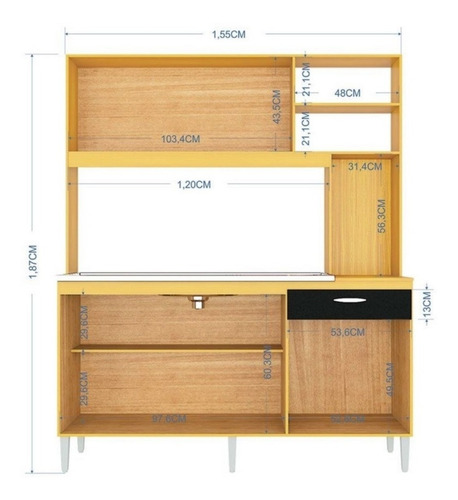 Cocina Fiorella 187*155*52 B/N