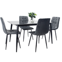 Comedor vitral tipo mármol negro + set 4 Silla GRIS 