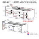 CAMA MULTIFUNCIONAL CJ BLANCO BRILLO FR BLANCO BRILLO