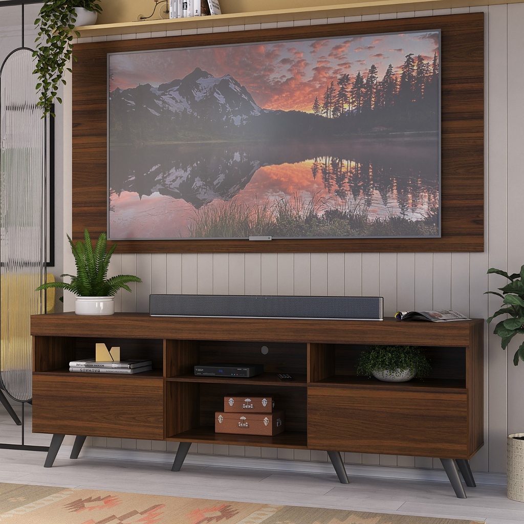 Rack Con Panel Florida Madera con patas 