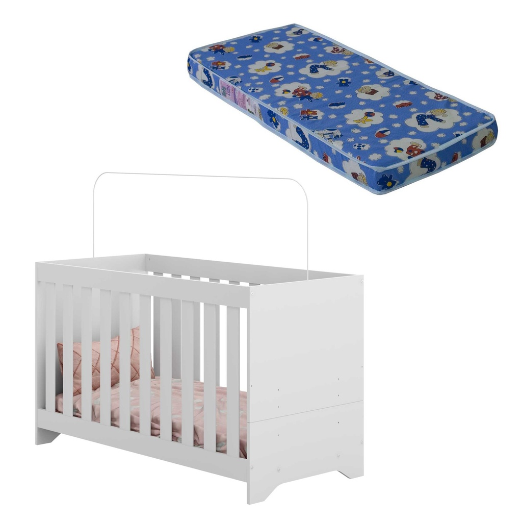Cuna Elsa + Colchón  3 en 1 Mini Cama, Sofá Color Blanco