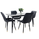 Comedor vitral tipo mármol negro + set 4 Silla negro PU
