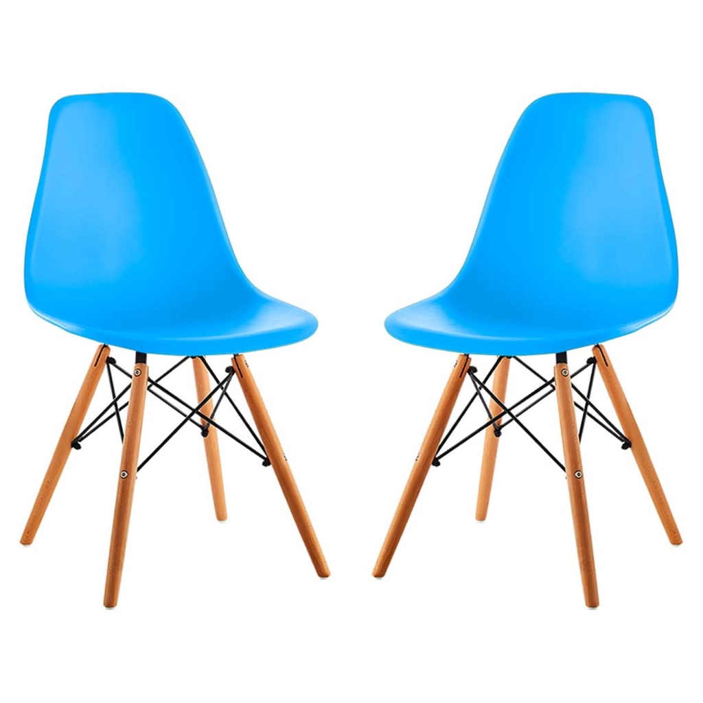 Kit X 2 Sillas Eames Tradicional Para Hogar Color Azul Claro