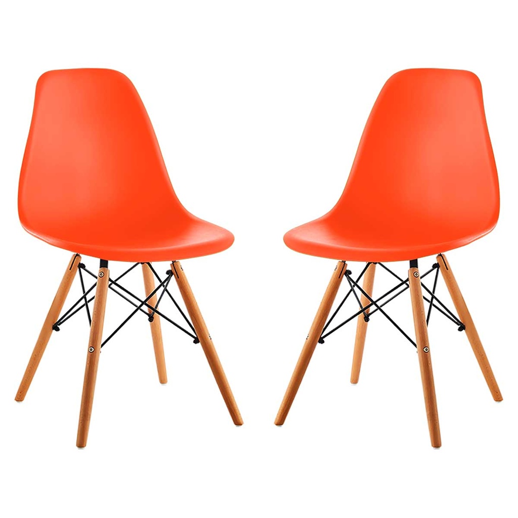 Kit X 2 Sillas Eames Tradicional Para Hogar Color Naranja