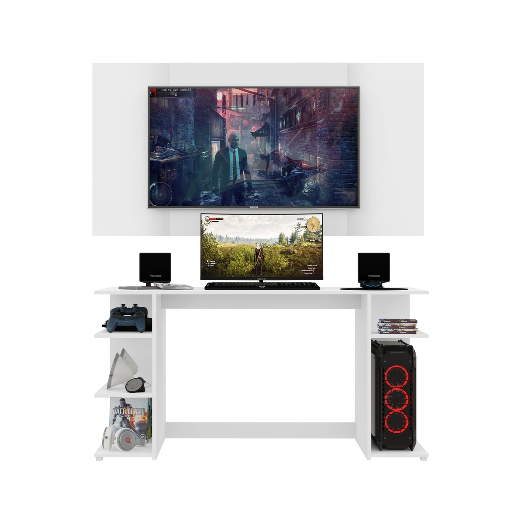 MESA GAMER BLANCO / PANEL TV 55 BLANCO