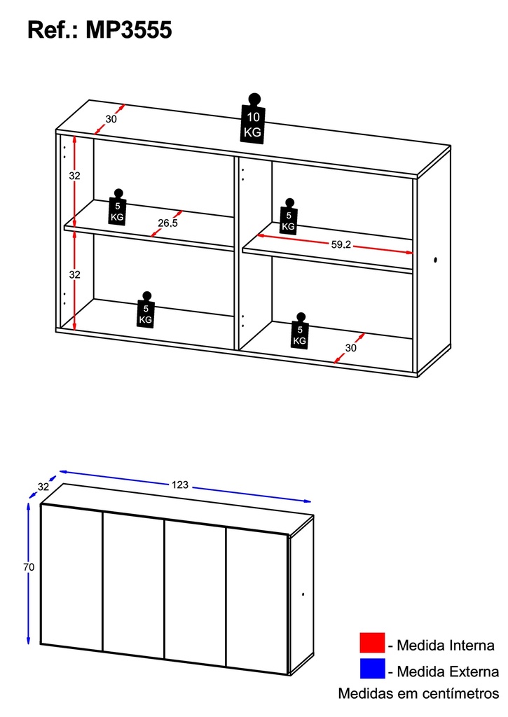 APARADOR/ORGANIZADOR/BUFFET 04 PORTAS - BLANCO