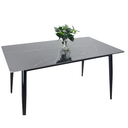 Comedor vitral tipo mármol negro + set 4 Silla blanca PU 