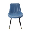 Comedor vitral tipo mármol negro + set 4 Silla AZUL PU