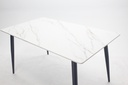 Comedor vitral tipo mármol blanco + set 4 Silla blanca PU 