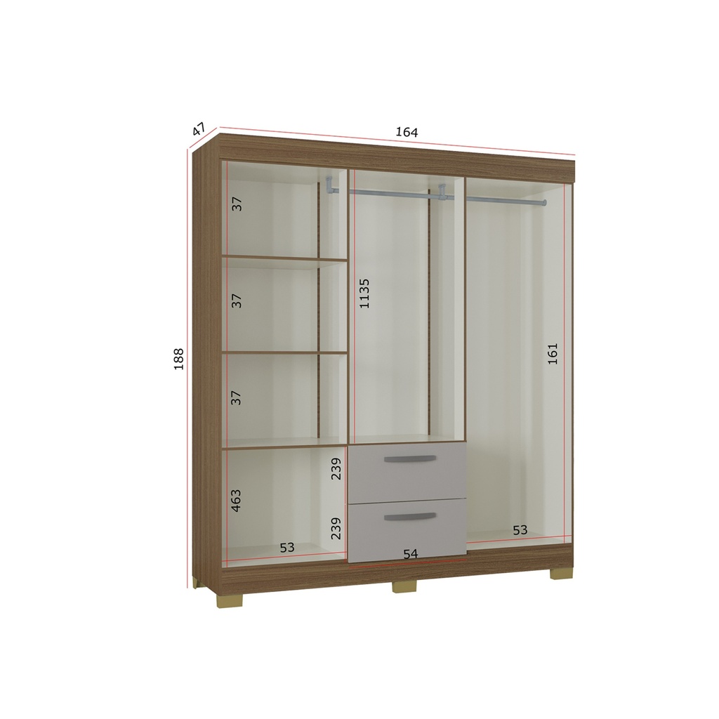Closet Toquio 6p2c castaño / of white 