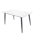 Comedor vitral tipo mármol blanco + set 4 Silla Negra PU 