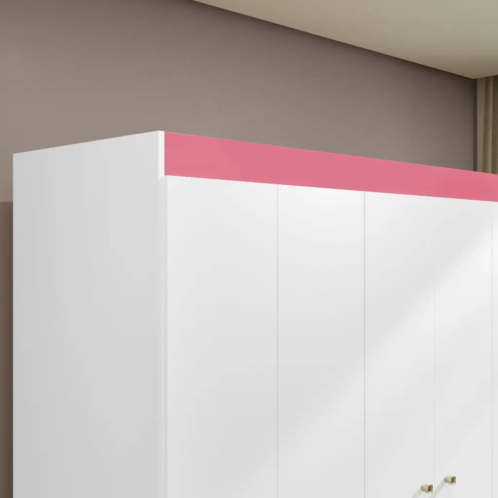 Roupeiro Versa 6P Rodaforro - branco - rosa.webp