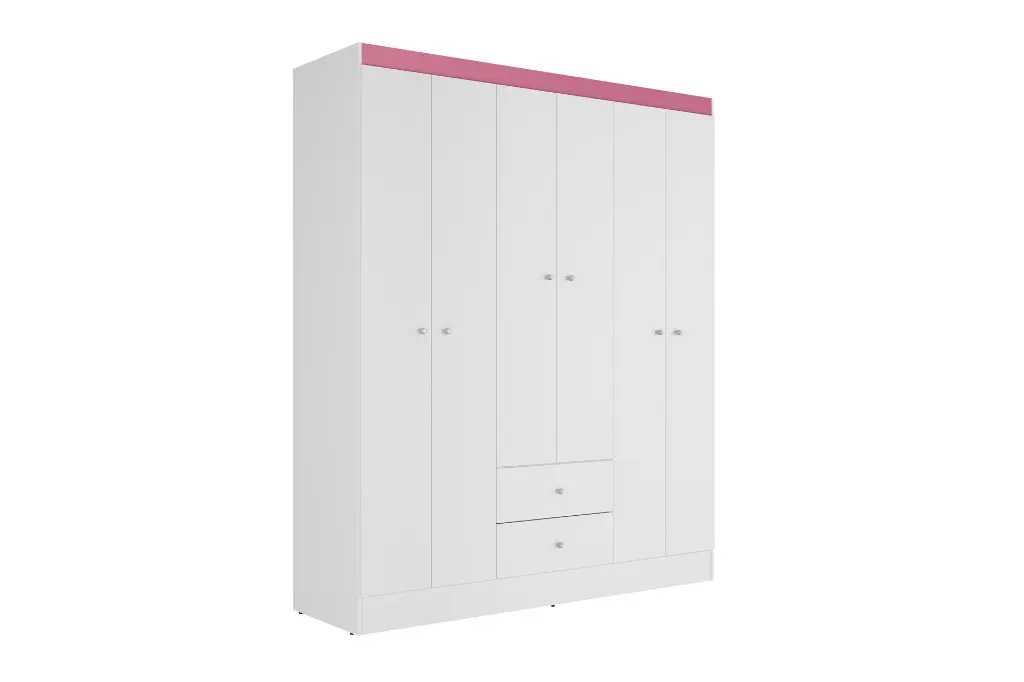 Roupeiro Versa 6P- Branco e Rosa - FI Perspectiva.webp