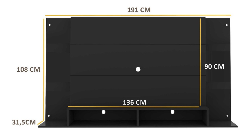 Panel de TV Paraíso Hasta 60 Pulgadas - NEGRO 
