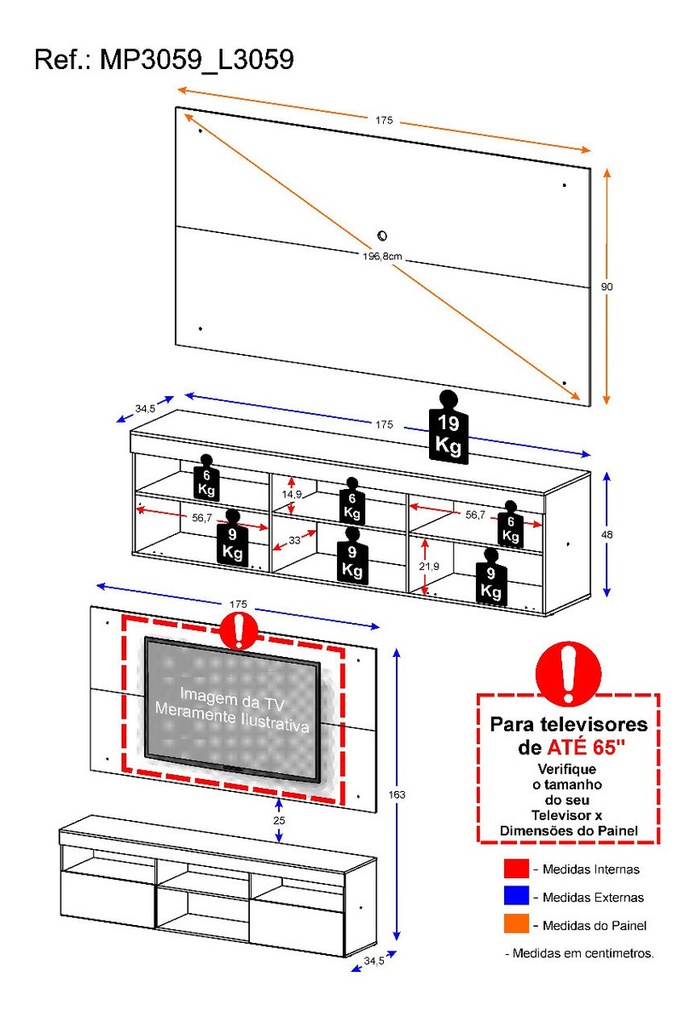 RACK CON PANEL FLORIDA TV 65 - MADERA 