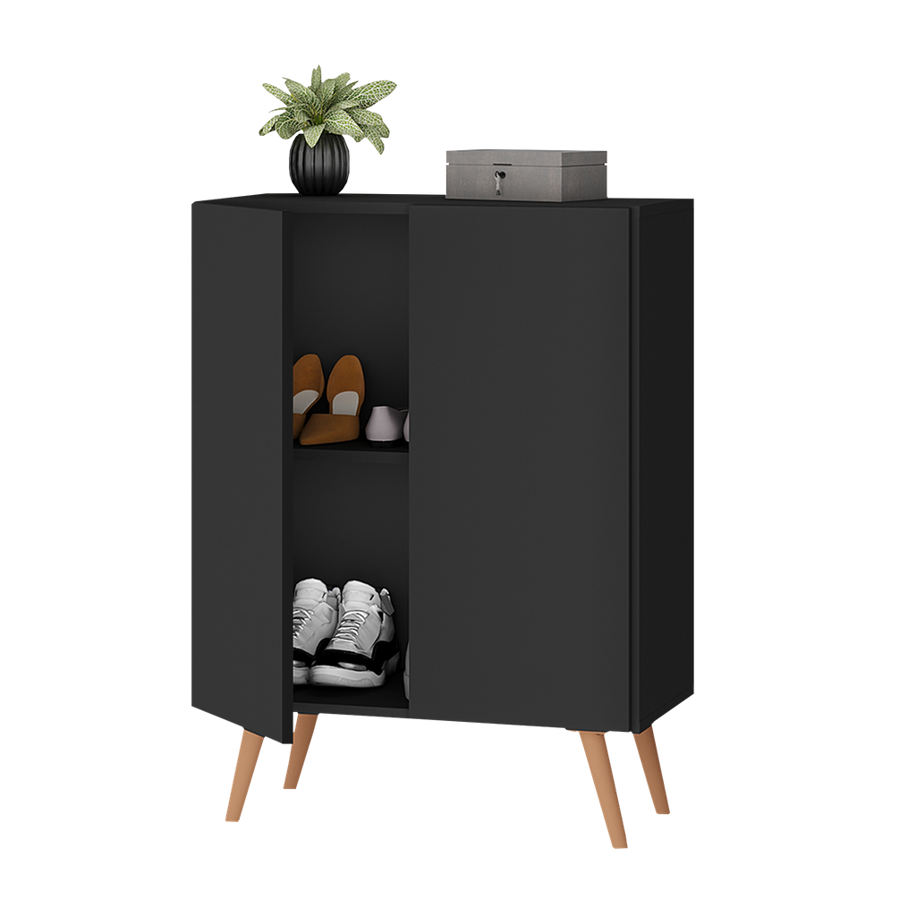 Zapatera Nina 2 Puertas Retro Color Negro - Cafe