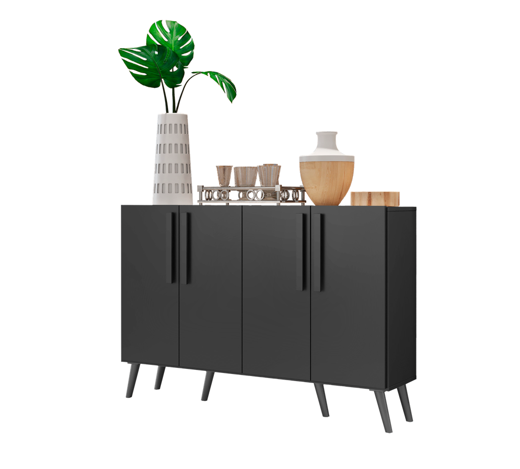 Aparador Buffet 4 Puertas Viena Color Negro