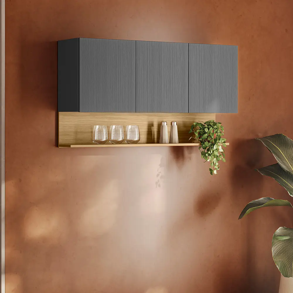 Mueble superior Supremo 3P / Gris - castaño claro  