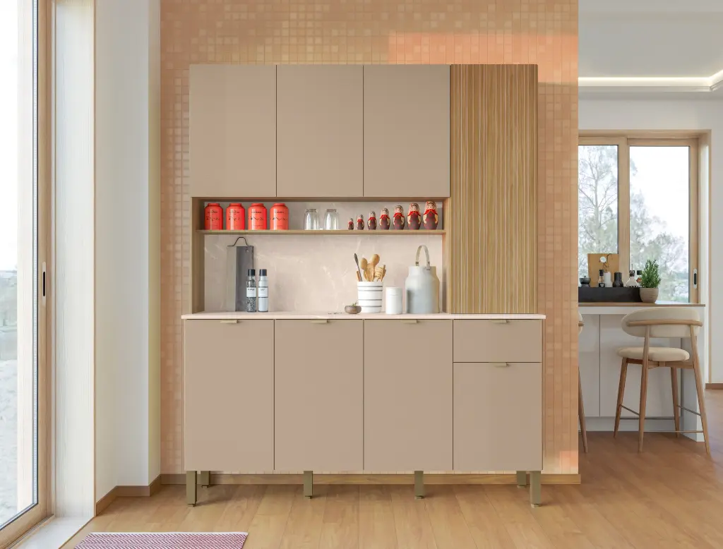 Alacena Slow Freijo/Vainilla castaño acanalado 161x200x38.8 CM  8P 