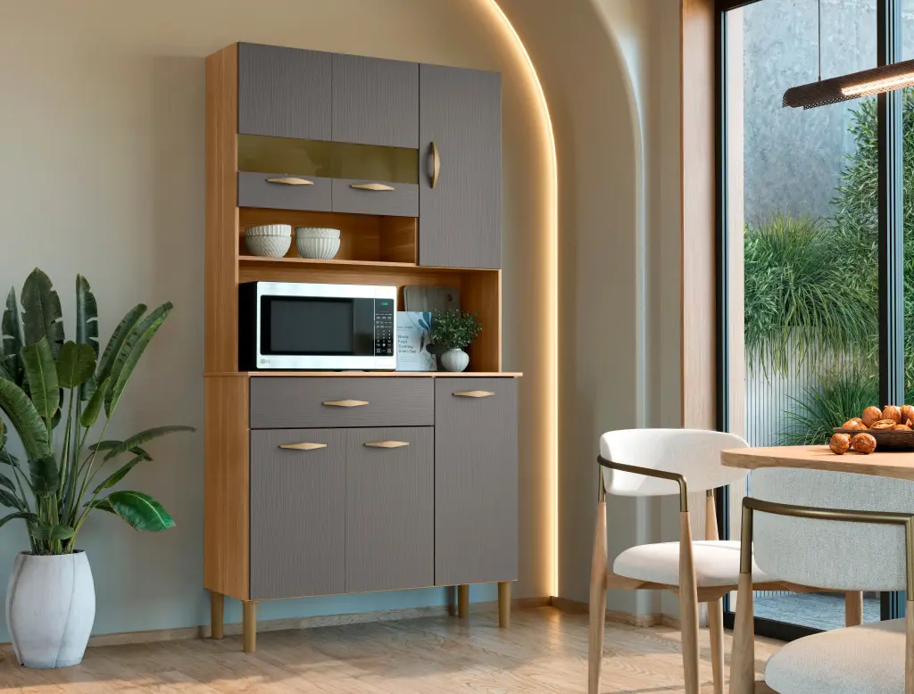 ALACENA VOGUE LIGTH 6P/ CASTAÑO- GRIS 92 X 176 X 36.3 CM