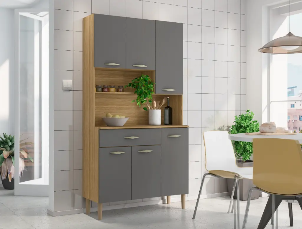 ALACENA JURI / CASTAÑO- GRIS 90 X 173 X 36.3 CM