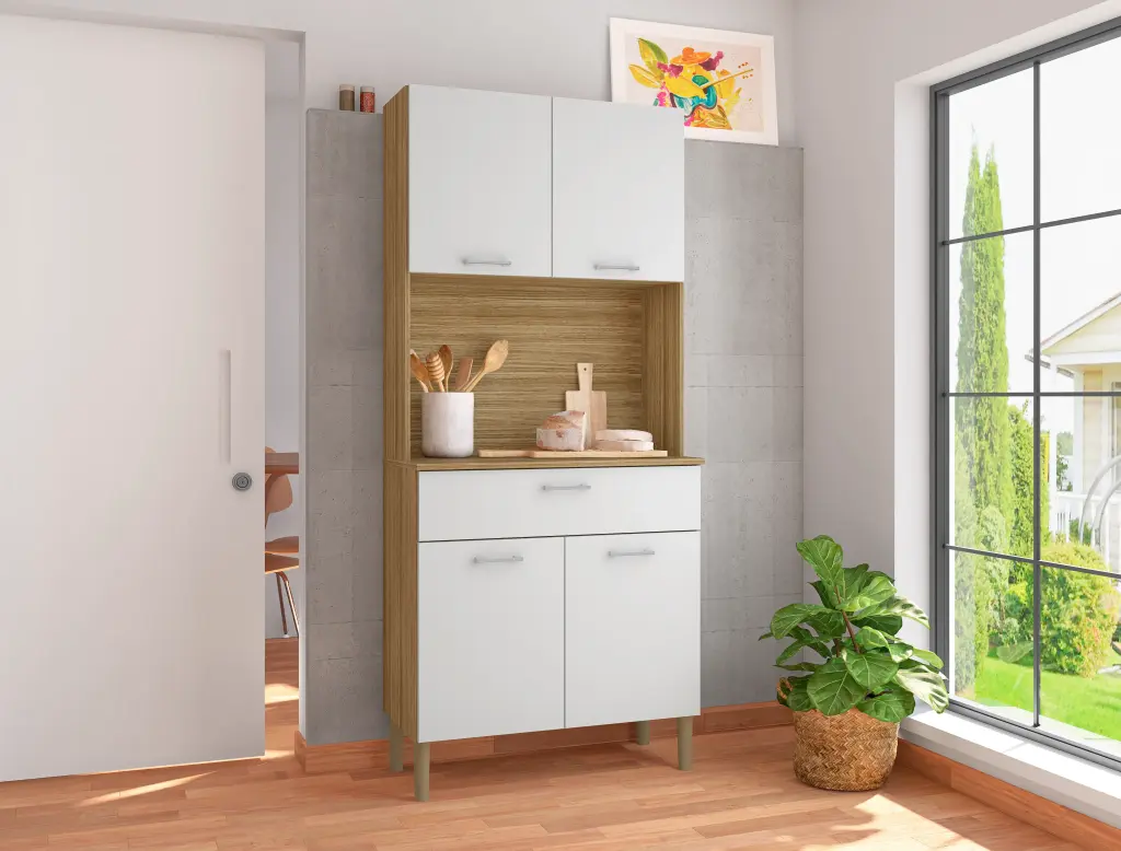 ALACENA CRIS / CASTAÑO - BLANCO TEXTURIZADO 74.5 X 170 X 36.3 CM