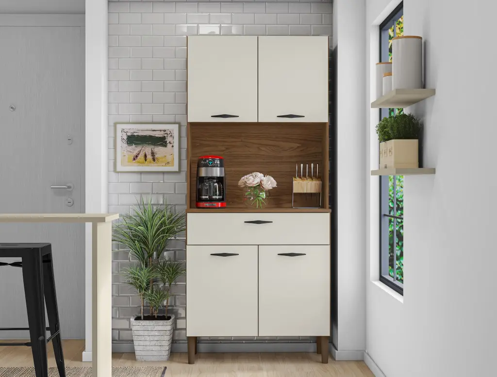 ALACENA CRIS / NOGUEIRA - OFF WHITE 74.5 X 170 X 36.3 CM