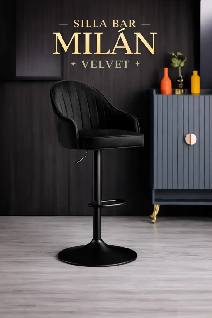 Silla Bar Milan Velvet - Negra