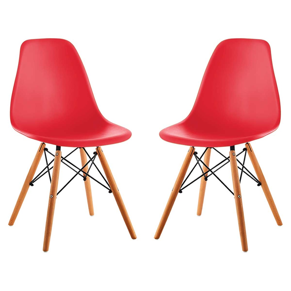 Kit X 2 Sillas Eames Tradicional Para Hogar Color Roja