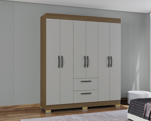 [100368] Closet Toquio 6p2c castaño / of white 