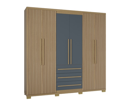 [100374] Closet 6P Valencia damasco /acanalado/gris