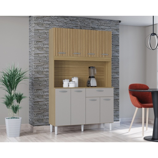 [100387] KIT CASSIA 8P Damasco/Acanalado/Off White 