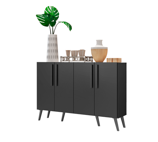 [162033] Aparador Buffet 4 Puertas Viena Color Negro