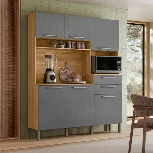 [100591] ALACENA MONTESA 6P, 2C / FREIJO - GRIS 162 X 196 X 38 CM 