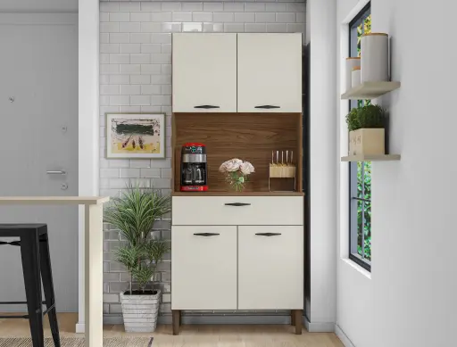 [100602] ALACENA CRIS / NOGUEIRA - OFF WHITE 74.5 X 170 X 36.3 CM