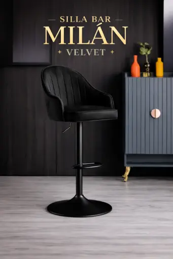 [100619] Silla Bar Milan Velvet - Negra