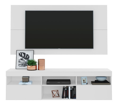 [151053] Rack Con Panel Florida Para TV 65  Pulgadas Blanco